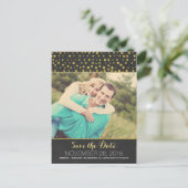 Glitter confetti krijtbord foto Sla de datum op Aankondigingskaart (Staand voorkant)