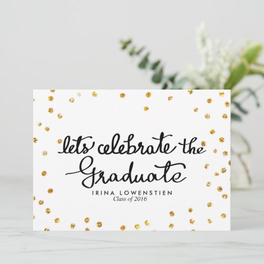 Glitter Confetti laat het Afstuderen vieren Kaart (Staand voorkant)