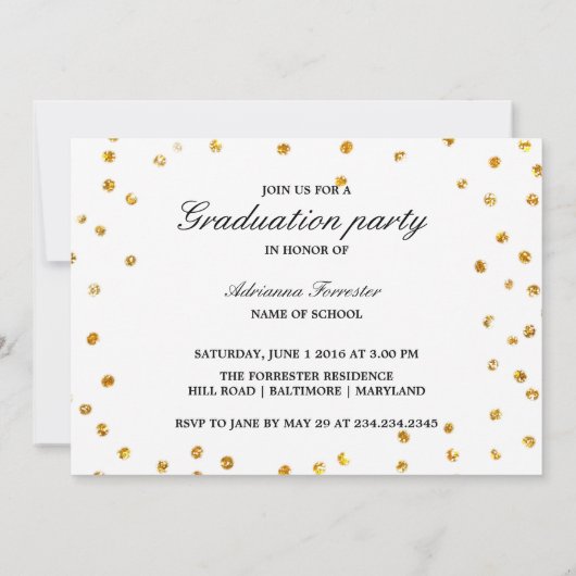 Glitter Confetti laat het Afstuderen vieren Kaart (Achterkant)