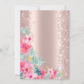 Glitter Confetti Lente Bloemen Roos Goud Sweet 16 Kaart (Achterkant)