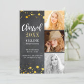 Glitter Confetti Multi Photo Afstuderen Kaart (Staand voorkant)