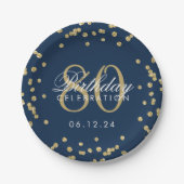 Glitter Confetti Navy Blue Papieren Bordje (Voorkant)