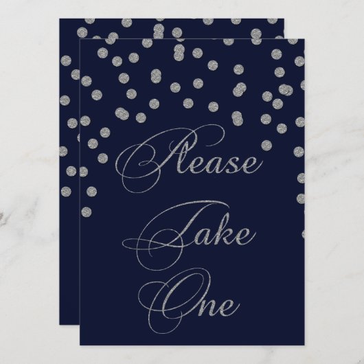 Glitter confetti navy Silver, neem één teken (Voorkant / Achterkant)