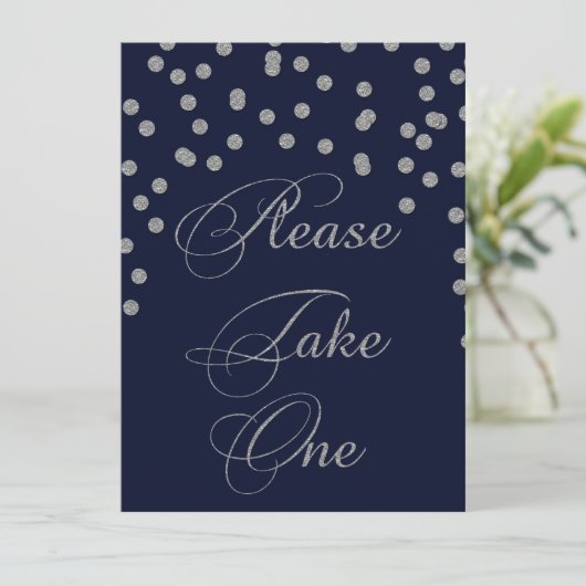 Glitter confetti navy Silver, neem één teken (Staand voorkant)