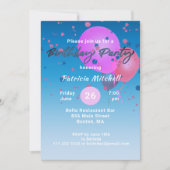 Glitter Confetti op blauwe roze ballonnen van afge Kaart (Voorkant)