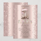 Glitter Confetti Paddenstoelen Snail Baby shower Kaart (Voorkant / Achterkant)