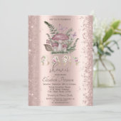 Glitter Confetti Paddenstoelen Vlinders Baby showe Kaart (Staand voorkant)