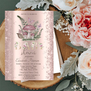 Glitter Confetti Paddenstoelen Vlinders Baby showe Kaart