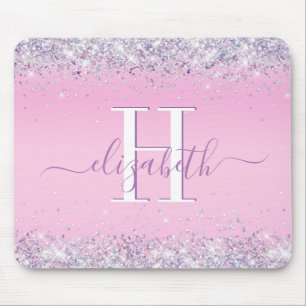 Glitter Confetti Pink Monogram Muismat