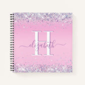 Glitter Confetti Pink Monogram Notitieboek (Voorkant)