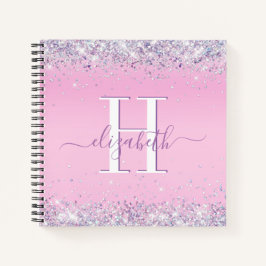 Glitter Confetti Pink Monogram Notitieboek