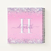 Glitter Confetti Pink Monogram Notitieboek (Achterkant)