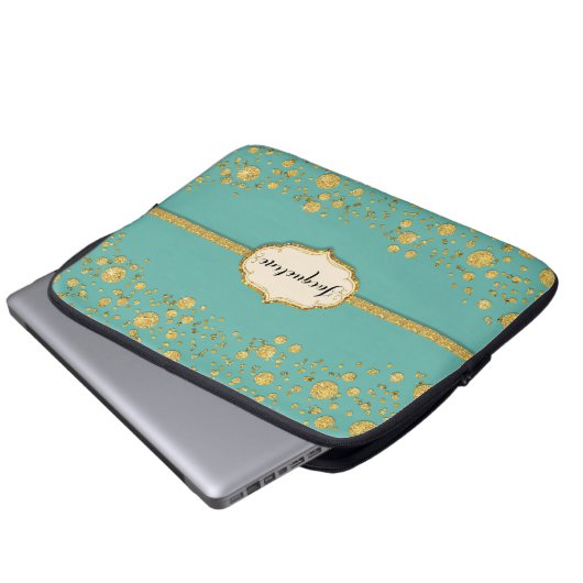 Glitter Confetti poka Dots Sparkle Laptop Sleeve (Voorkant onderkant)