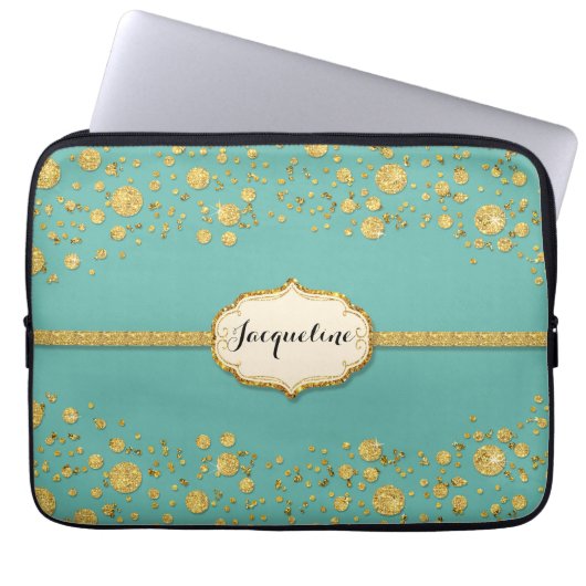 Glitter Confetti poka Dots Sparkle Laptop Sleeve (Voorkant)