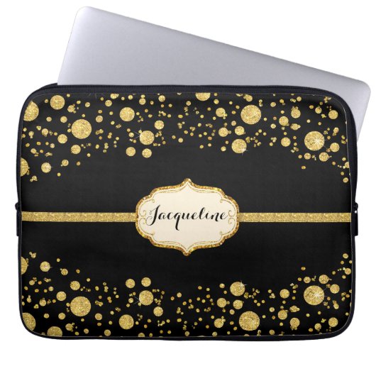 Glitter Confetti poka Dots Sparkle Laptop Sleeve (Voorkant)