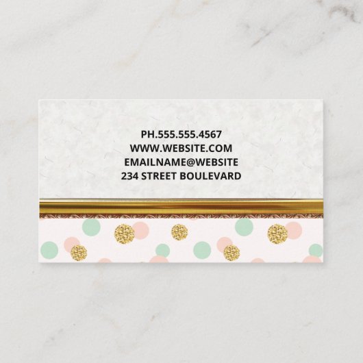 Glitter Confetti | Polka Dot | Gouden Rand Visitekaartje (Achterkant)