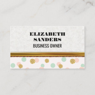 Glitter Confetti Polka Dot Gouden Rand Visitekaartje