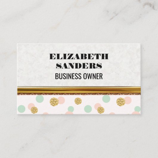 Glitter Confetti | Polka Dot | Gouden Rand Visitekaartje (Voorkant)