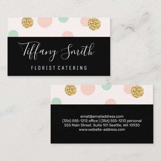 Glitter Confetti | Polka Dot Visitekaartje (Voorkant / Achterkant)