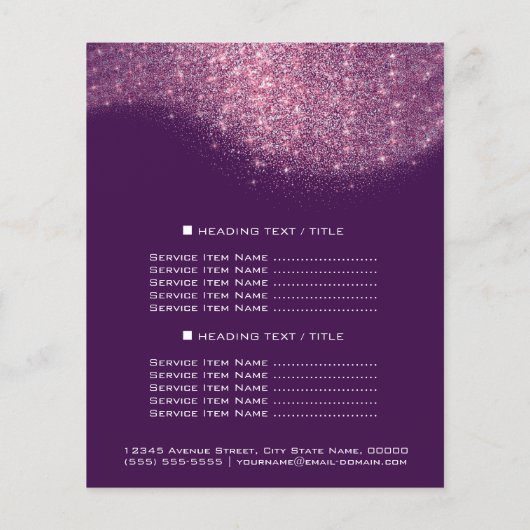 Glitter Confetti Prices Flyer Paars roze (Achterkant)