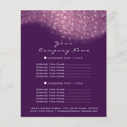 Glitter Confetti Prices Flyer Paars roze (Voorkant)