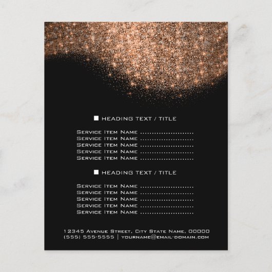 Glitter Confetti Prijzen Koper Roze Goud Zwart Flyer (Achterkant)