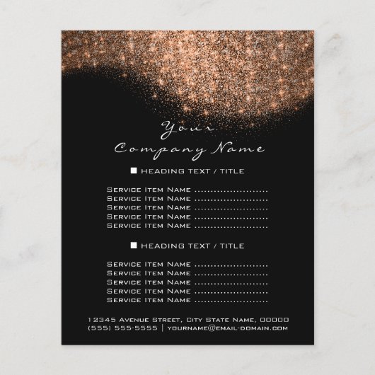 Glitter Confetti Prijzen Koper Roze Goud Zwart Flyer (Voorkant)