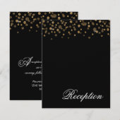 Glitter Confetti Reception (Gold en zwart) Kaart (Voorkant / Achterkant)