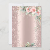 Glitter Confetti Roos Gouden Rozen Quinceanera Kaart (Achterkant)