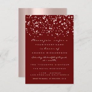 Glitter Confetti Roos Maroon Bridal Sweet 16th Kaart