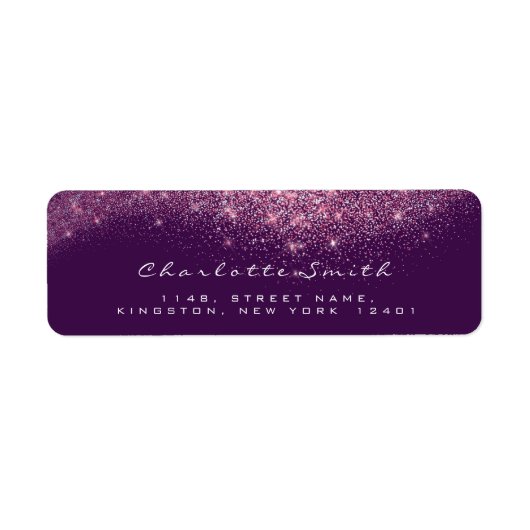 Glitter Confetti RSVP Paars Roze Violet Etiket (Voorkant)