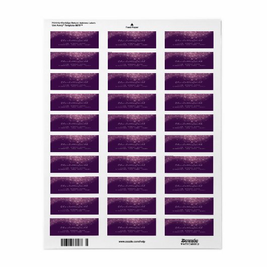 Glitter Confetti RSVP Paars Roze Violet Etiket (Full Sheet)
