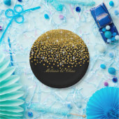 Glitter Confetti Shower | Goud zwart Papieren Bordje (Feest)