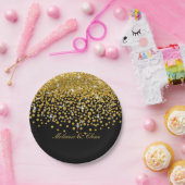 Glitter Confetti Shower | Goud zwart Papieren Bordje (Feest)