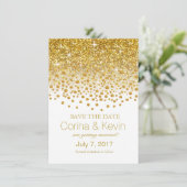 Glitter Confetti Shower Save the Date Gold white (Staand voorkant)