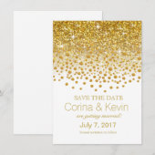 Glitter Confetti Shower Save the Date goud wit (Voorkant / Achterkant)