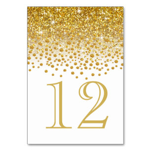 Glitter Confetti Shower Table Numbers Goud wit Kaart