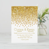 Glitter Confetti Shower Wedding | Goud wit Kaart (Staand voorkant)