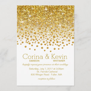 Glitter Confetti Shower Wedding   Goud wit Kaart