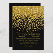 Glitter Confetti Shower Wedding | Goud zwart Kaart (Voorkant / Achterkant)