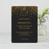 Glitter Confetti Sparkles Black Bachelorette Kaart (Staand voorkant)