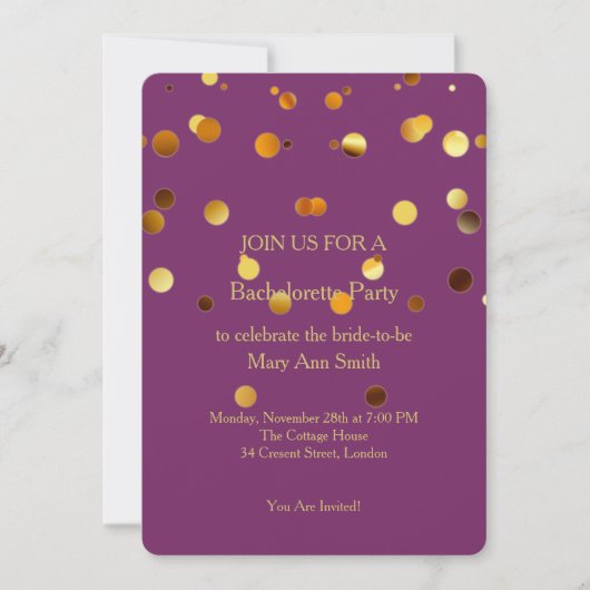Glitter Confetti Sparkles Paars Bachelorette Kaart (Voorkant)