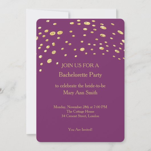 Glitter Confetti Sparkles Paars Bachelorette Kaart (Voorkant)
