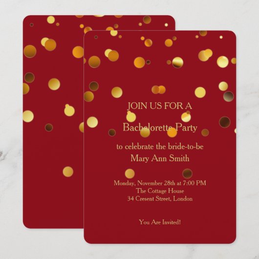 Glitter Confetti Sparkles Red Bachelorette Kaart (Voorkant / Achterkant)