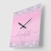 Glitter Confetti Specialized Pink Square Wall Clo Vierkante Klok (Hoek)