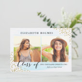 Glitter Confetti Sprinkle 2 Foto Afstuderen blauw Kaart (Staand voorkant)