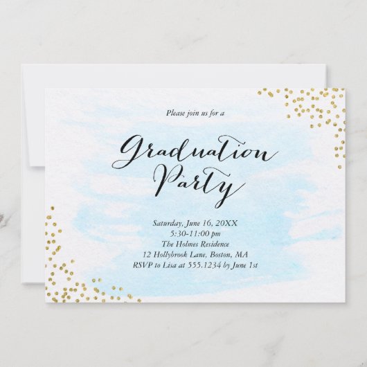 Glitter Confetti Sprinkle 2 Foto Afstuderen blauw Kaart (Achterkant)