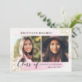 Glitter Confetti Sprinkle 2 Foto Afstuderen roze Kaart (Staand voorkant)