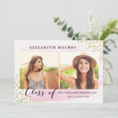 Glitter Confetti Sprinkle 2 Foto Afstuderen roze Kaart (Staand voorkant)