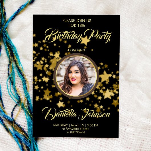 Glitter confetti sterren aangepaste fotoverjaardag kaart